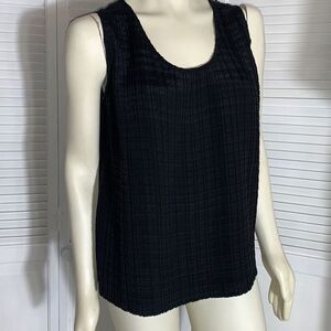 Vintage Whimsigoth Unique Vintage Black Satin Textured Sleeveless Blouse Size 18